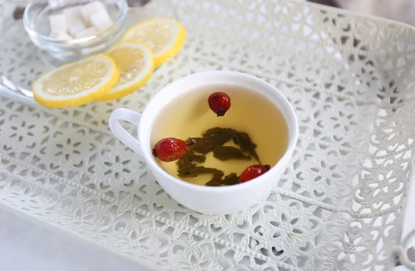 Set de té en la bandeja — Foto de Stock