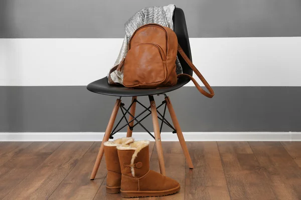 Brown leather backpack — Stock Photo, Image