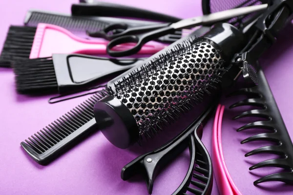 Hairdresser set with various accessories — Stock Photo, Image