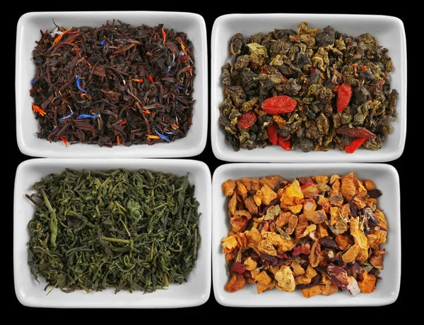 Variety of tea leaves, closeup — Stock Photo, Image