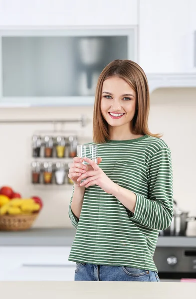 Young woman with glass — Stock Photo, Image