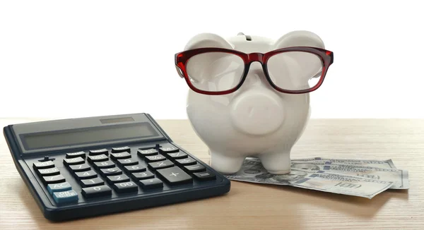 Sparschwein mit Dollarnoten-Brille — Stockfoto