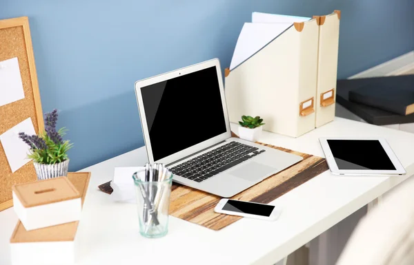 Workplace with different devices — Stock Photo, Image