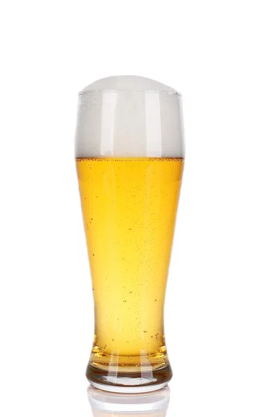 Ποτήρι ελαφριές μπύρες, απομονώνονται σε λευκό — Φωτογραφία Αρχείου