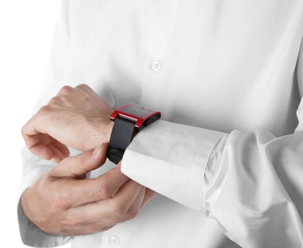 Modern watch on a businessman wrist — Stock Photo, Image