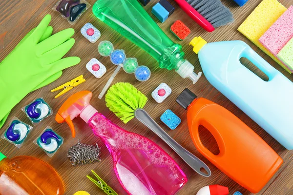 Cleaning set with tools and products — Stock Photo, Image