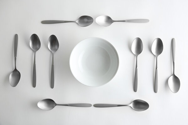 Plate and silver spoons