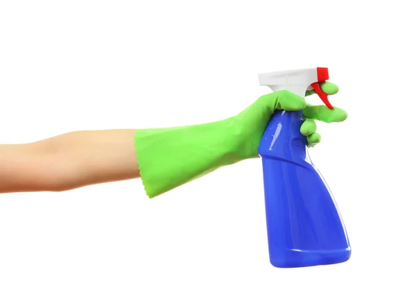 Kvinnlig hand innehav rengöringsmedel spray — Stockfoto