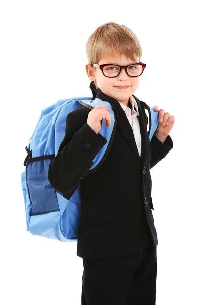 Školák s batohem, samostatný — Stock fotografie