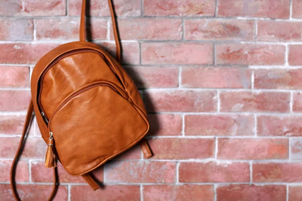 Brown leather backpack — Stock Photo, Image