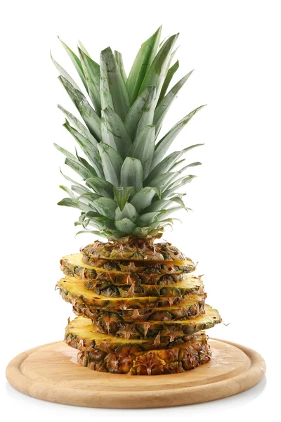 Cutting pineapple, isolated on white — Stock Photo, Image