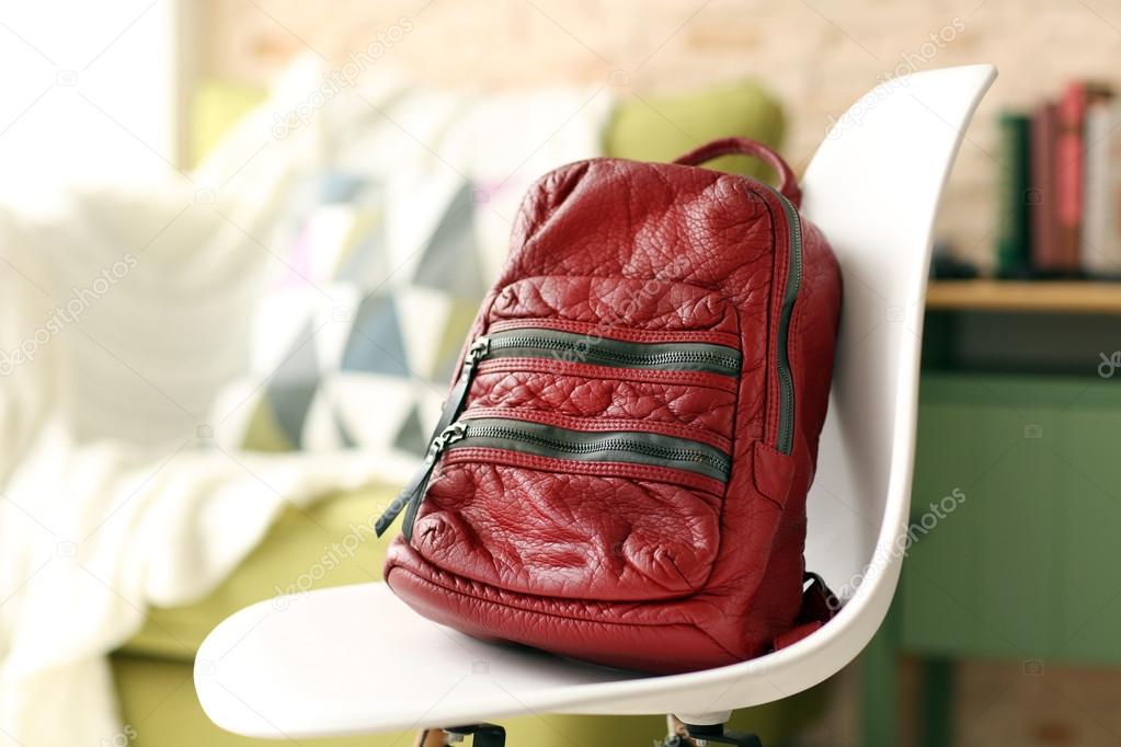 Red leather backpack  