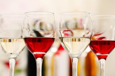 Gözlük şarap, closeup farklı tipteki