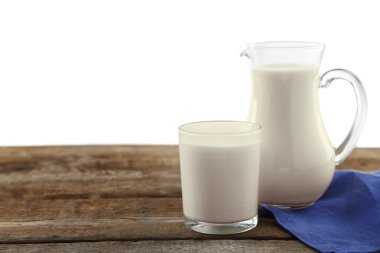 Sürahi ve bardak süt ahşap tablo