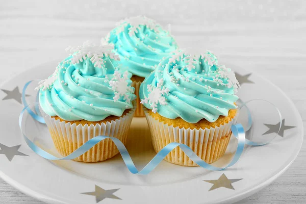 맛 있는 블루 컵 케이크 — 스톡 사진