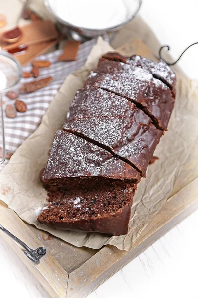 Pastel en rodajas de chocolate — Foto de Stock