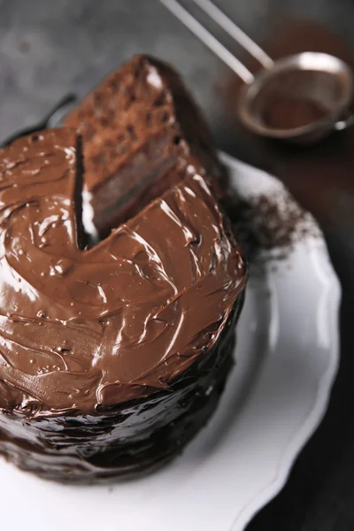 Čokoládový dort na desce — Stock fotografie