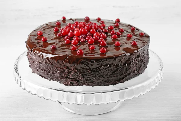 Torta al cioccolato con mirtilli rossi — Foto Stock