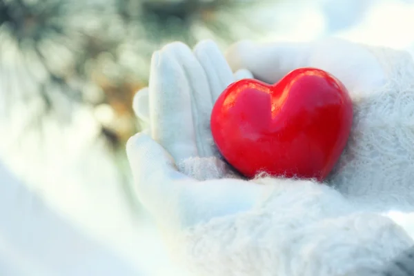 Manos sosteniendo el corazón rojo —  Fotos de Stock