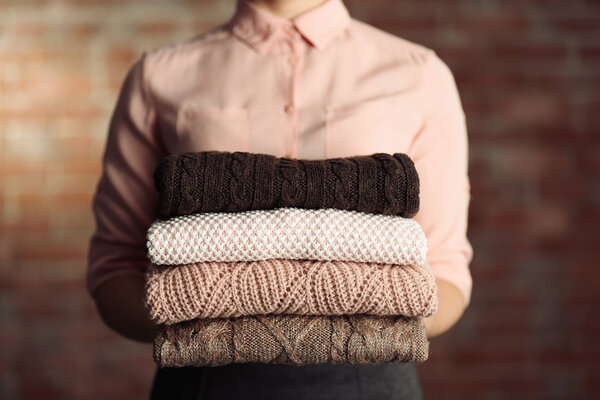 Stack of knitted clothes  