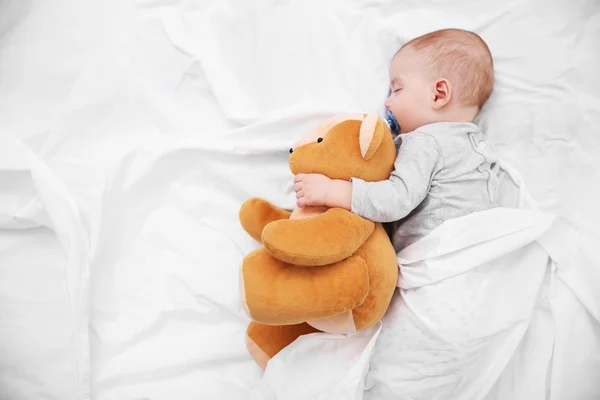 Adorable baby with teddy bears — Stock Photo, Image