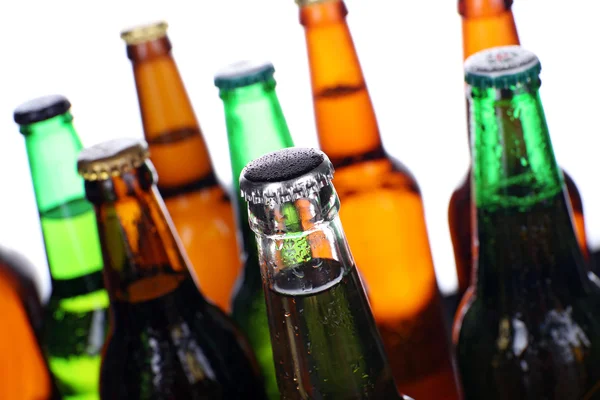 Flesjes bier, close-up — Stockfoto