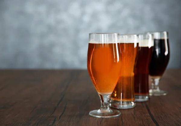 Glasses with different sorts of craft beer — Stock Photo, Image