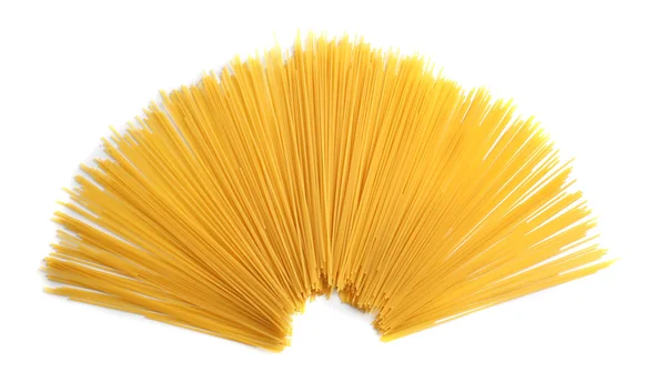 Spaghetti auf weißem Hintergrund, Draufsicht — Stockfoto
