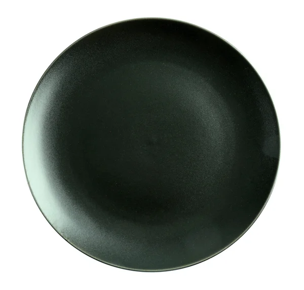 Round black ceramic plate — Stock Photo, Image