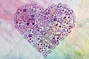 Müzik notalarından alınan kalp.