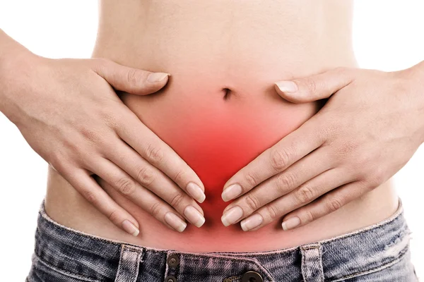 Girl with abdominal pain — Stock Photo, Image