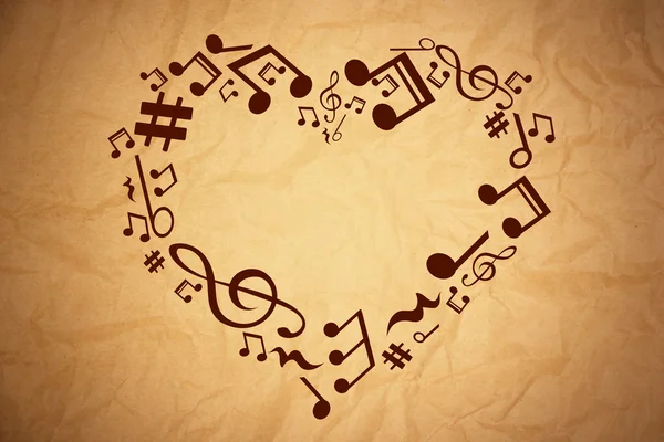 Heart collected from musical notes — Stock Photo, Image