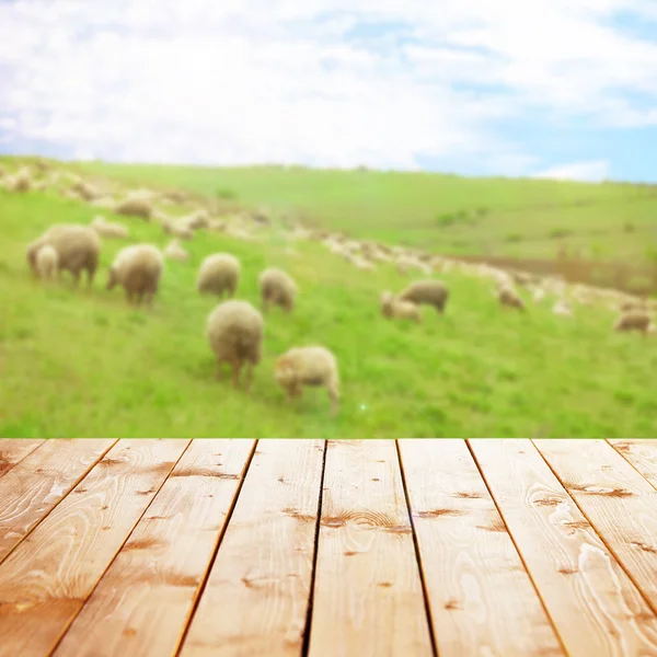 Table on blurred nature background — Stock Photo, Image