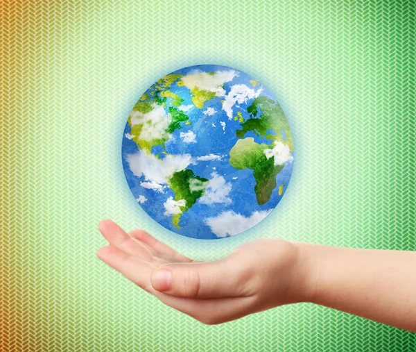 Woman holding globe — Stock Photo, Image