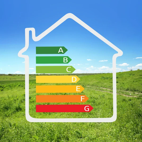 Huis met energie-efficiëntie schaal — Stockfoto