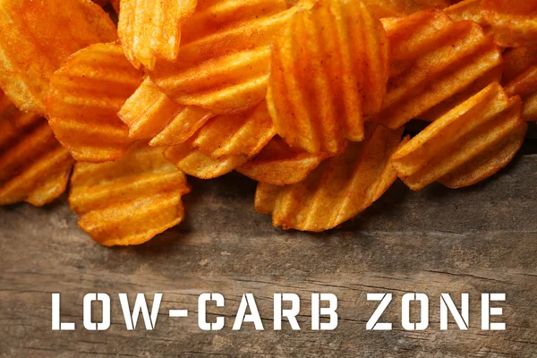Text Low-Carb Zone och potatischips — Stockfoto