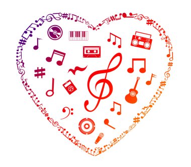 Müzik notalarından alınan kalp. 