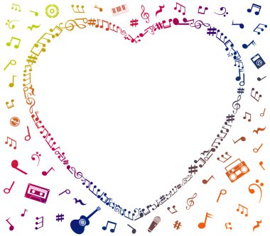 Müzik notalarından alınan kalp. 