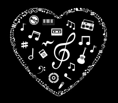 Müzik notalarından alınan kalp. 