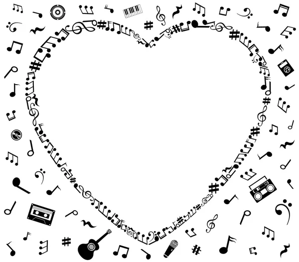 Heart collected from musical notes — Stock Photo, Image