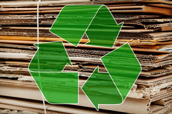 Papers and recycle sign — Stock Photo, Image