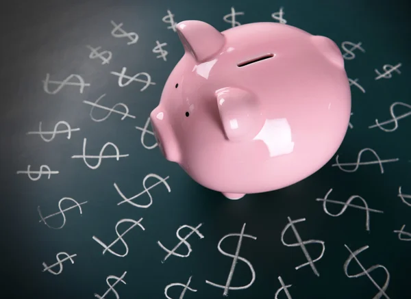 Piggy bank met Dollar valutasymbolen — Stockfoto