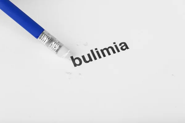 Bulimia word with pencil eraser — Stock Photo, Image