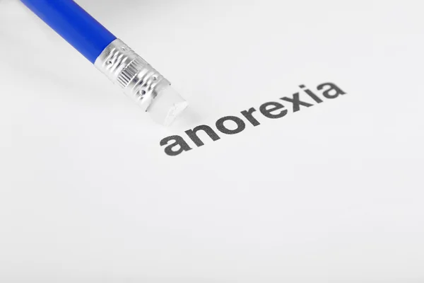 Palabra de anorexia con borrador de lápiz — Foto de Stock