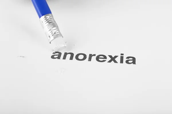 Palabra de anorexia con borrador de lápiz — Foto de Stock