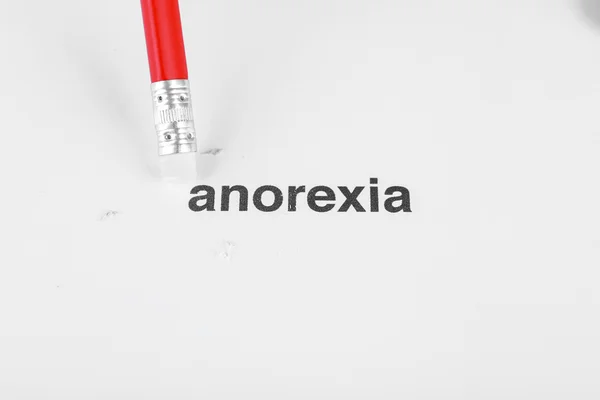 Palabra de anorexia con borrador de lápiz — Foto de Stock