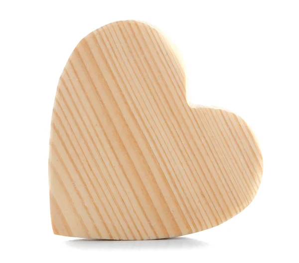 Drewniane serce na białym — Zdjęcie stockowe