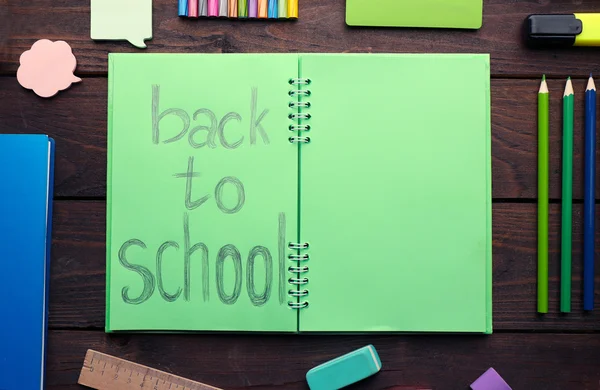 School set with back to school inscription — Stock Photo, Image