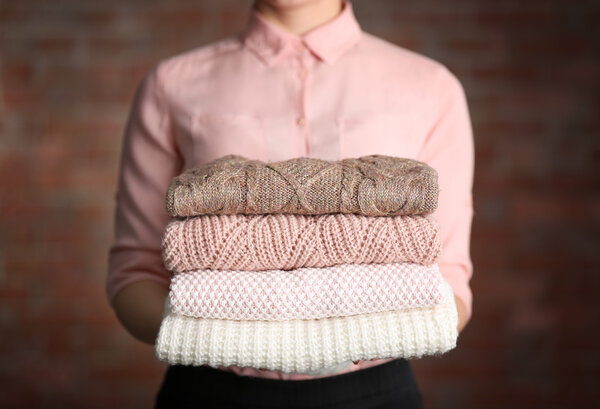 Stack of knitted clothes  