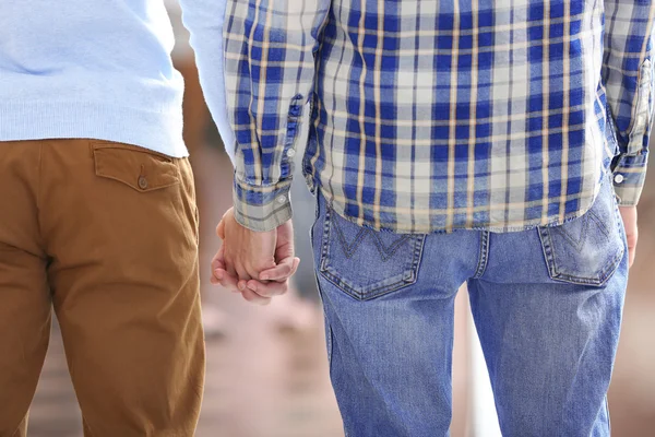 Dos homosexuales tomados de la mano — Foto de Stock